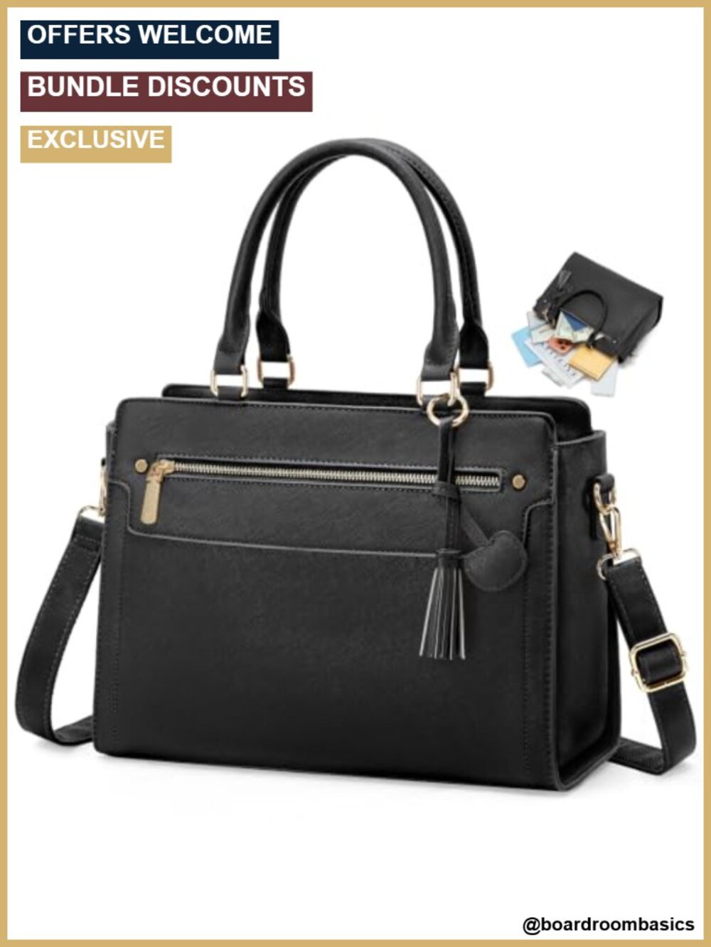 Women's Satchel Tote Bag Detachable Strap Multi-Pocket Shoulder Handbag